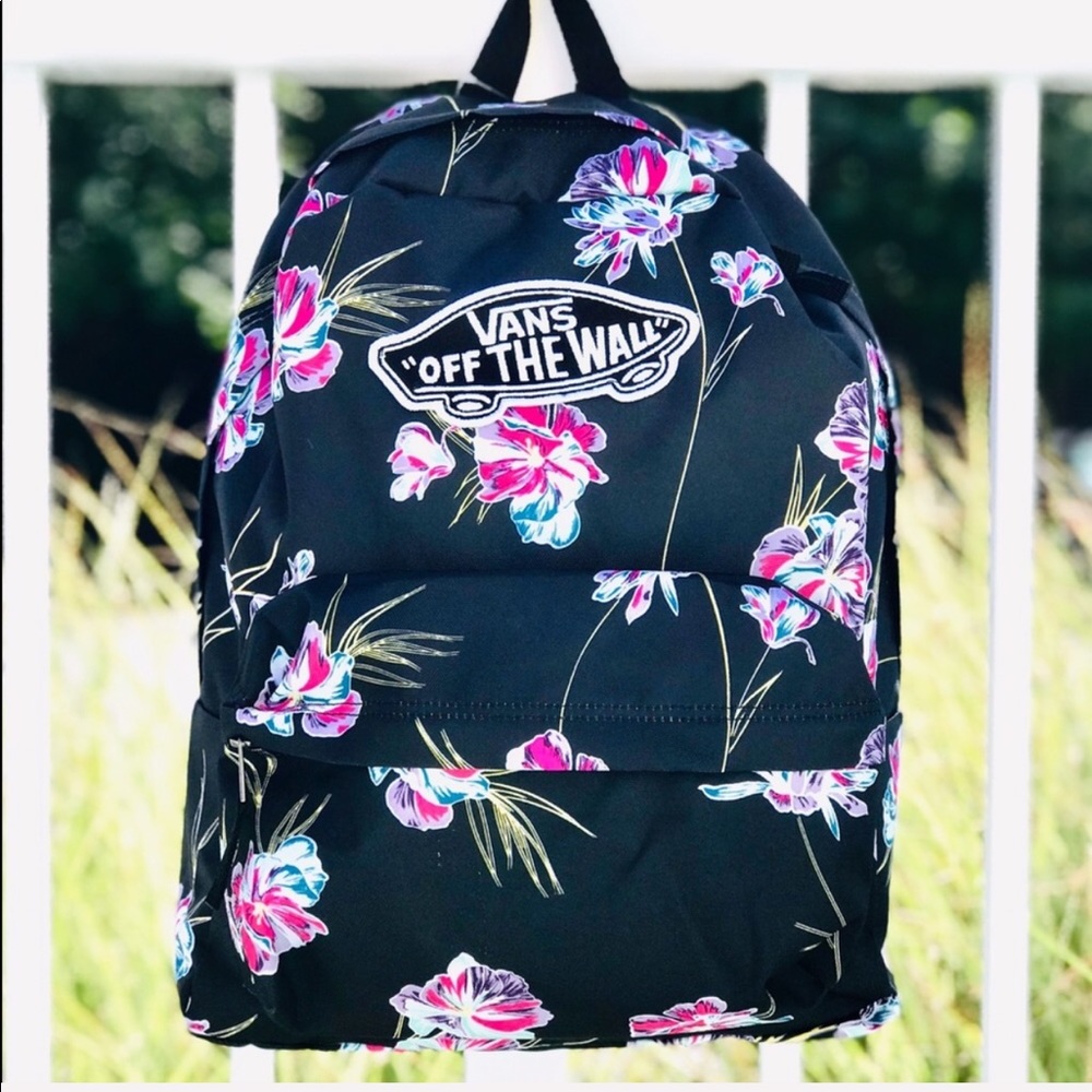 1 Left 5⭐️Rated NWT Vans Black Floral Backpack - Picture 7 of 8